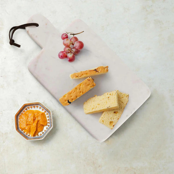 Marble Charcuterie Board with Leather Strap