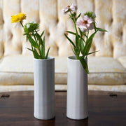 Satin Glaze Porcelain Cylinder Vase — styled in a complete room vignette
