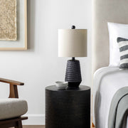 Carved Resin Black Table Lamp