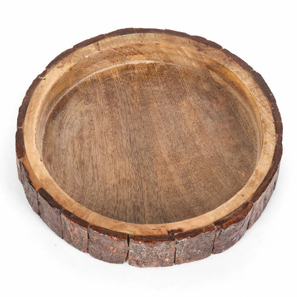 Close-up of material and construction detail — Live-Edge Mango Wood Bark Bowl Set