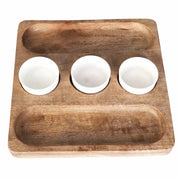 Acacia-Grain Wood Dip Platter Set