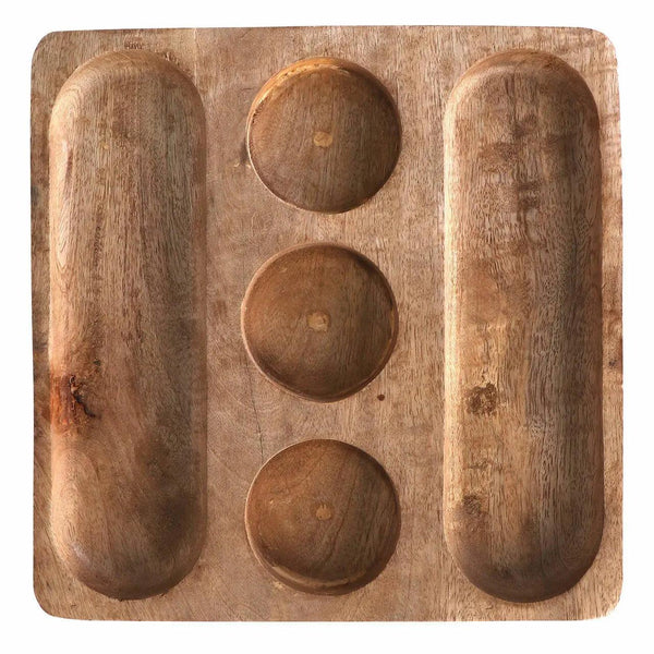 Acacia Wood Ceramic Dip Serving Platter
