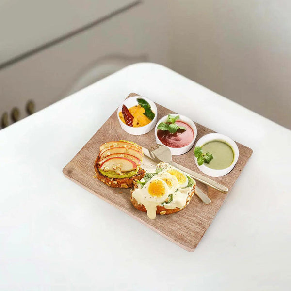 Mango Wood Cheese Board with Ceramic Bowls