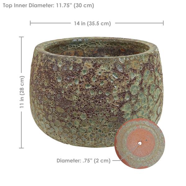 Lava-Glaze Ceramic Round Planter