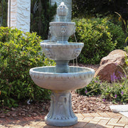 Lion Head Three-Tier Outdoor Fountain