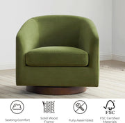 Forest Green Velvet Swivel Barrel Armchair