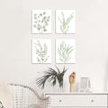 Watercolor Eucalyptus Canvas Print Set — Set of four eucalyptus watercolor canvas prints, pine-framed and ready to hang