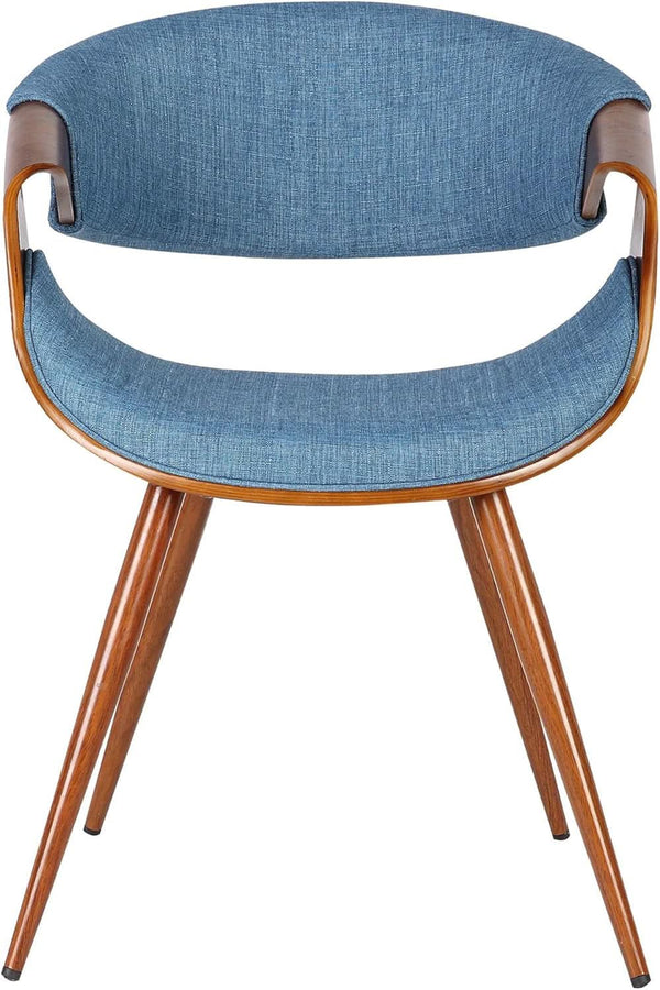 Mid-Century Blue Upholstered Dining Chair