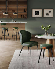 Forest Green Faux Leather Bar Stools Set of 2