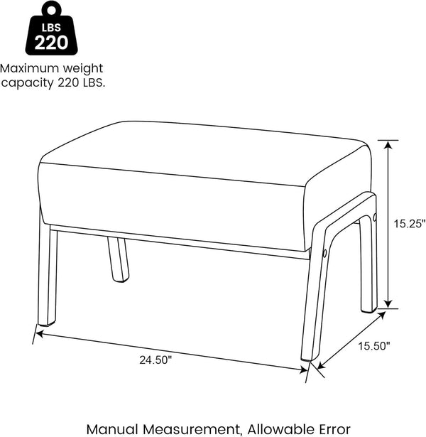 Faux Leather Walnut-Finish Ottoman Bench – ottoman (view 2) | Roost & Roam