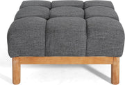 Tufted Gray Fabric Square Ottoman – ottoman (view 7) | Roost & Roam