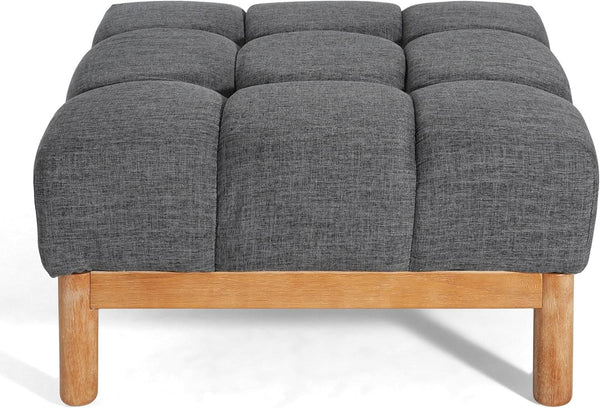 Tufted Gray Fabric Square Ottoman – ottoman (view 7) | Roost & Roam