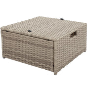 All-Weather Woven Rattan Seating Set — scale reference and proportion detail