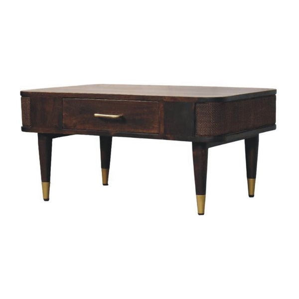 Mango Wood Rattan Coffee Table