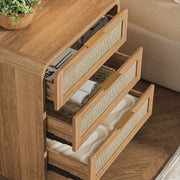 Rattan-Front Curved Nightstand Set — alternate angle showing full form