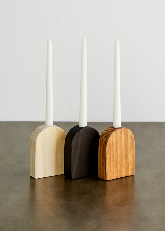 Arch Wood Taper Candle Stand