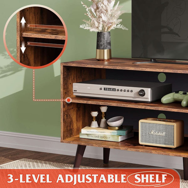 Mid-Century Wood-Grain TV Stand