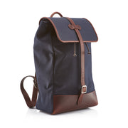 Navy Canvas Leather-Trim Backpack
