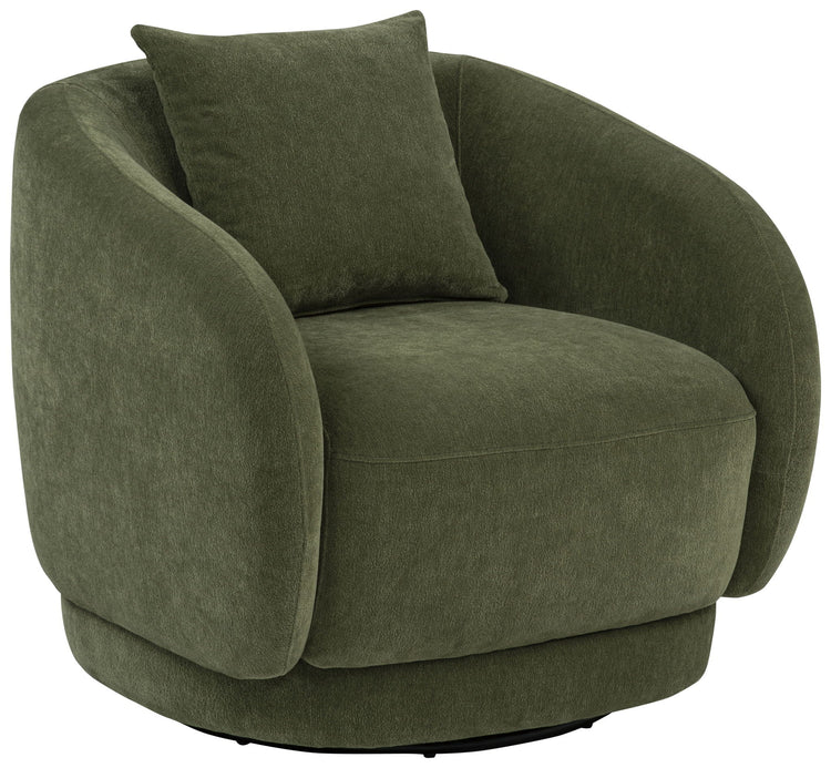 Olive Chenille Barrel Swivel Accent Chair
