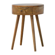 Round Mango Wood Nightstand