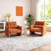 Button-Tufted Sherpa Accent Chair