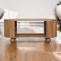 Reeded Mango Wood Oval Coffee Table