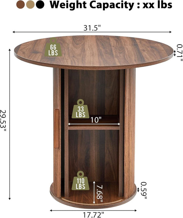 Walnut Round Dining Table For Two To Four