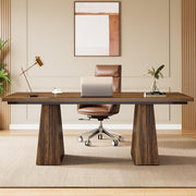 Trapezoid Base Wood-Grain Executive Desk