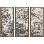 Antonie Waterloo Woodland Triptych Canvas Set — Three-panel woodland canvas set in hand-finished frames, framed in Wisconsin