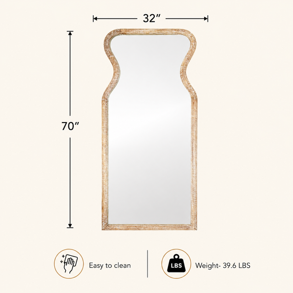 Whitewashed Mango Wood Full-Length Mirror