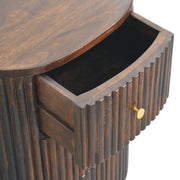 Fluted Mango Wood Drum Nightstand