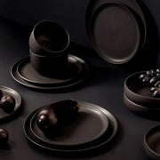 Matte Black Stoneware Dinnerware Set