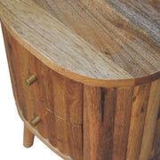 Round Stripe Mango Wood Nightstand