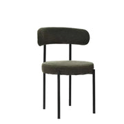 Boucle Crescent-Back Dining Chairs Set — detail of finish and surface variation