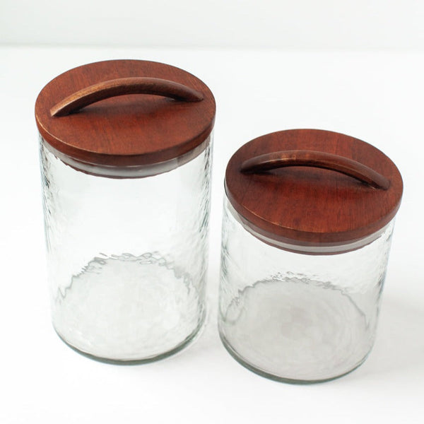 Textured Recycled Glass Canister