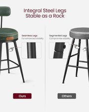 Forest Green Faux Leather Bar Stools Set of 2