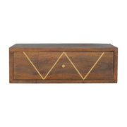 Mango Wood Brass Inlay Floating Nightstand