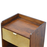 Chestnut Wood Gold-Front Nightstand