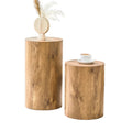 Wood-Grain Cylinder Side Table Set — back and side profile detail
