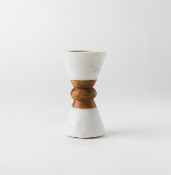 Marble Acacia Wood Candleholder