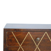 Brass Inlay Mango Wood Nightstand
