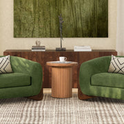 Fluted Pillar Round Wood Side Table