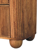 Fluted Mango Wood Marble-Top Nightstand