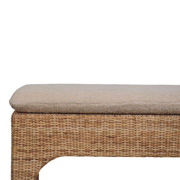 Handwoven Rattan Cushioned Bench