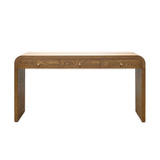 Walnut Finish Curved Console Table, 3-Drawer