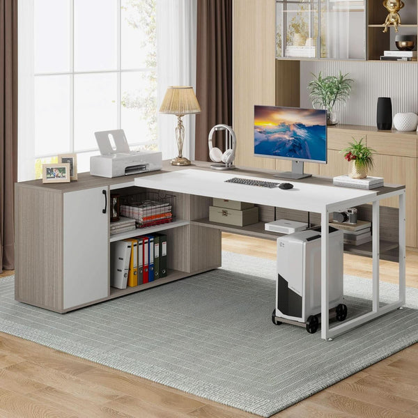 L-Shaped Executive Desk with Storage – home office set (view 4) | Roost & Roam