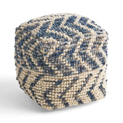 Wool Cotton Blend Cube Pouf