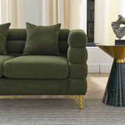 Boucle Channel-Arm Three-Seat Sofa — detail of finish and surface variation