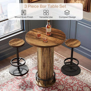 Wood-Grain Round Pub Table Set (view 7) | Roost & Roam