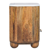 Fluted Mango Wood Marble-Top Nightstand